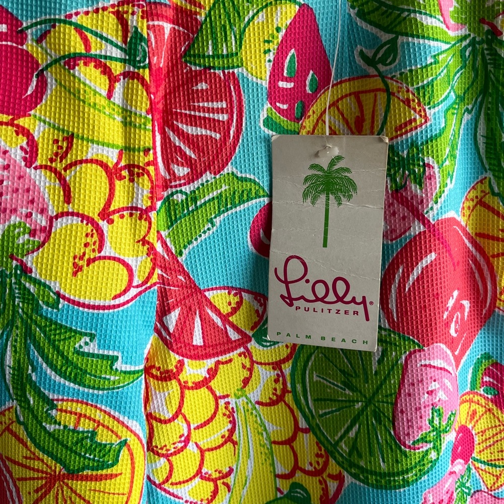 Vintage Preppy Lilly Pulitzer Barrel Leg Fruit Print Pants Waffle Weave Sz 6 NWT - Picture 3 of 8